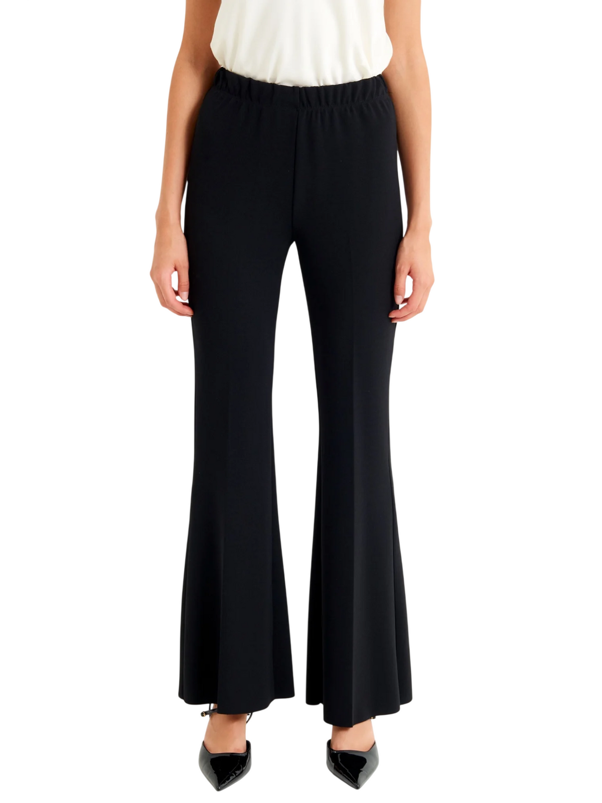 Vicolo pantaloni a zampa donna in tessuto crepe nero TAC0452 NERO VICOLO 
