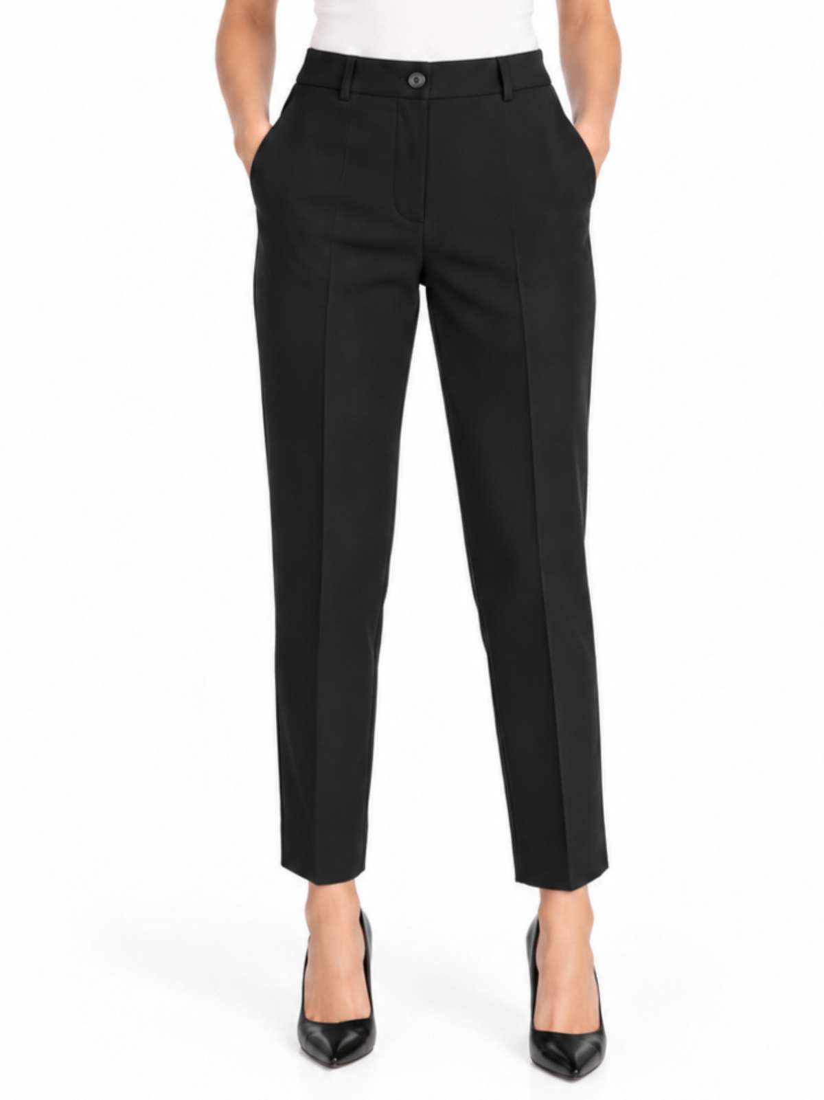 Vicolo pantaloni a sigaretta donna in tessuto crepe nero TS0694 NERO VICOLO 