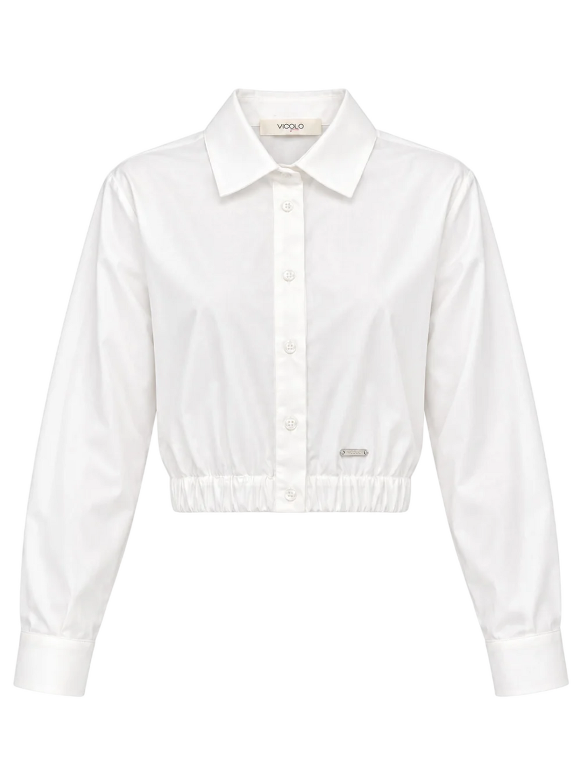 Vicolo camicia crop bambina con logo strass panna 3141CY00565 OFF WHITE VICOLO GIRL 