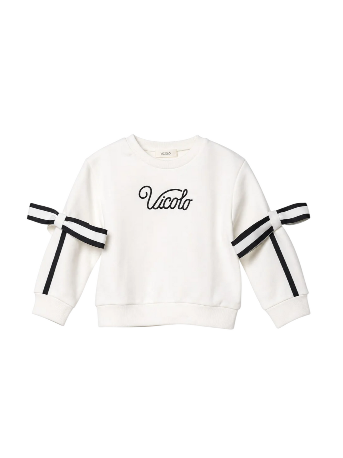 Vicolo Girl felpa bambina con fiocchi panna 3141F00411 OFF WHITE VICOLO GIRL 