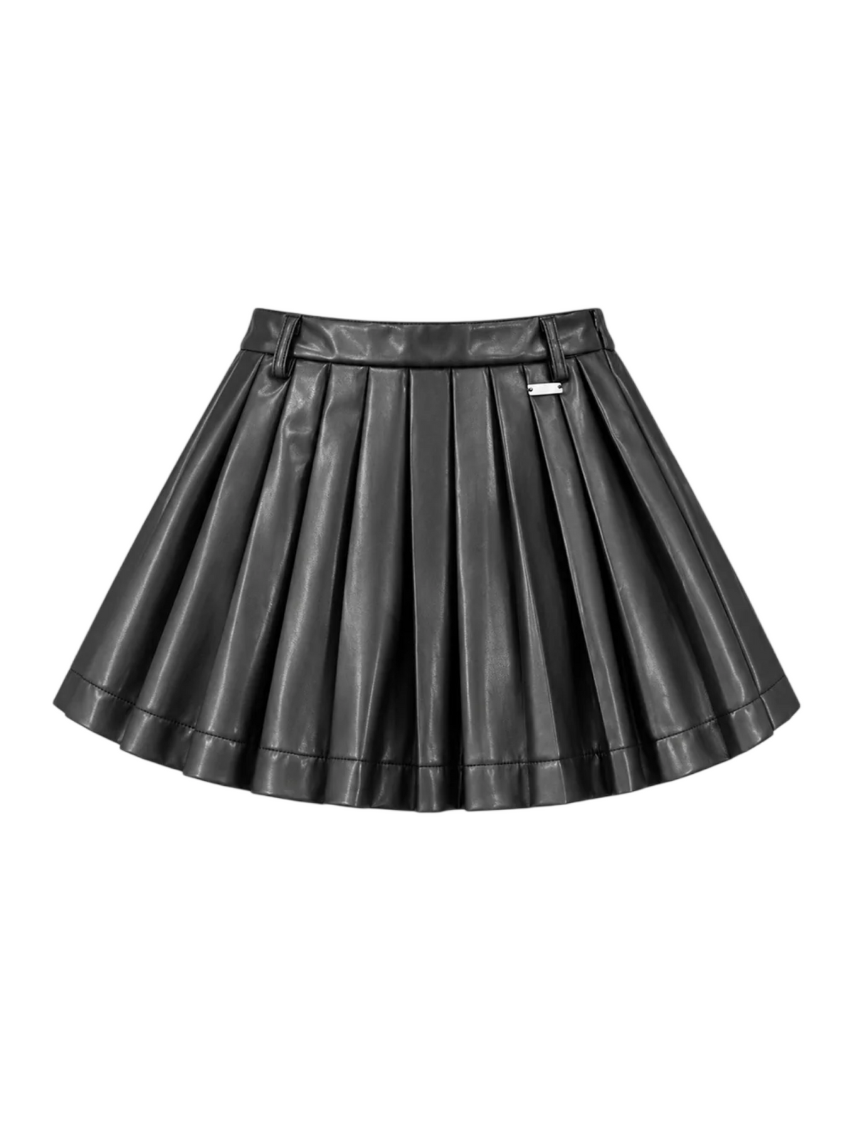 Vicolo Girl gonna corta a pieghe in ecopelle nero 3142G00393 BLACK VICOLO GIRL 