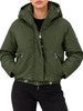 Yes Zee piumino donna crop con cappuccio verde militare