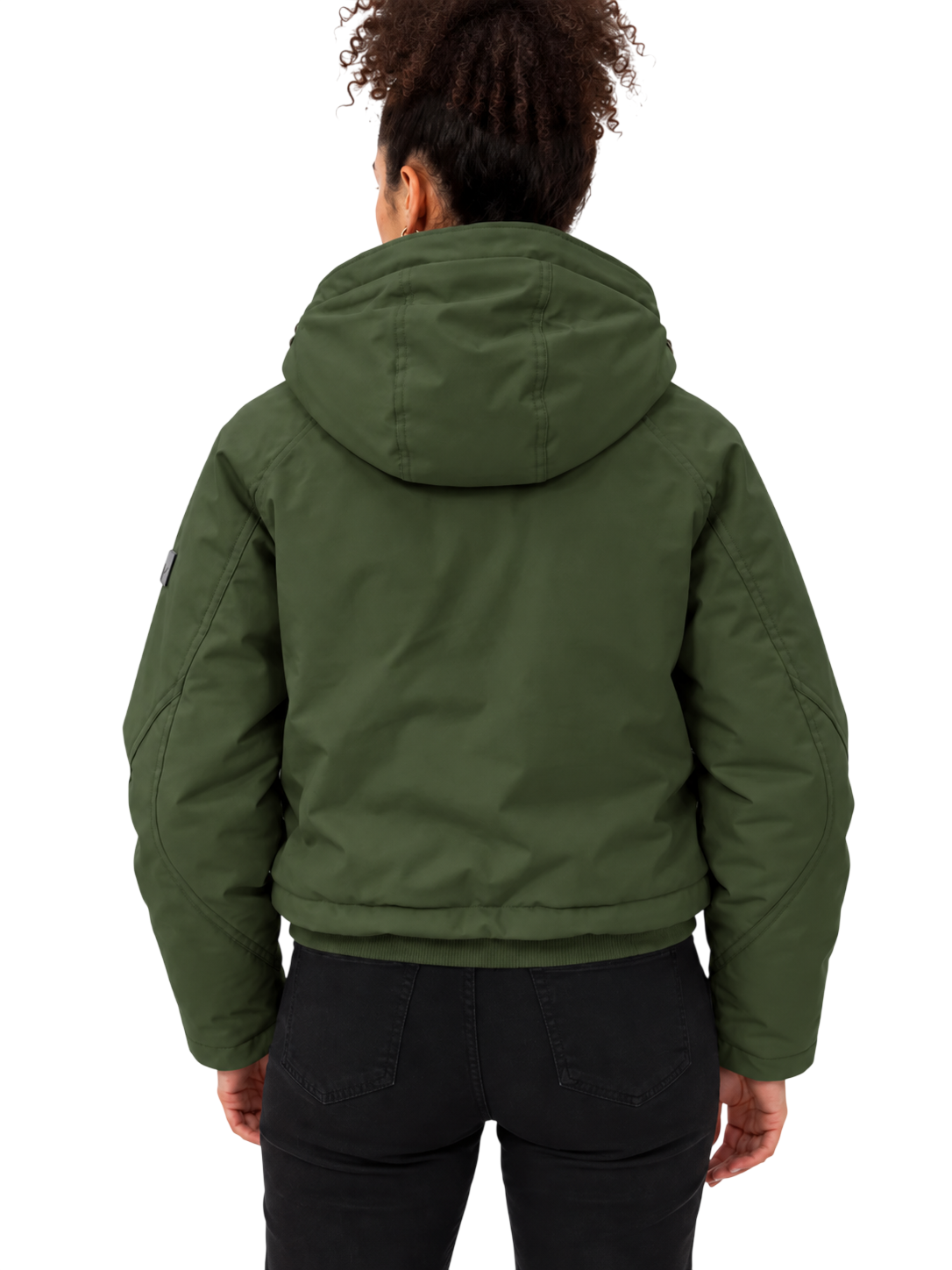 Yes Zee piumino donna crop con cappuccio verde militare J003-Q200 0979 YES-ZEE 