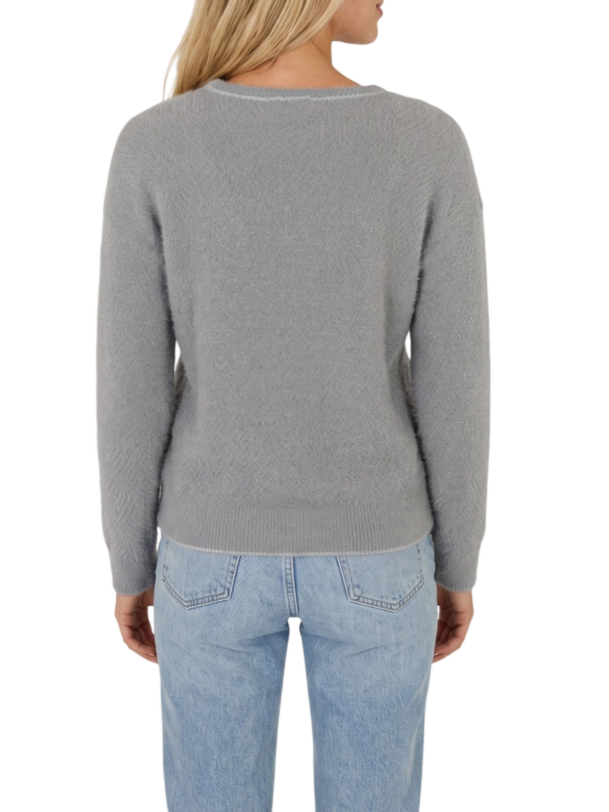 Yes Zee maglia donna con trama lurex grigio M028-IS00 0842 YES-ZEE 