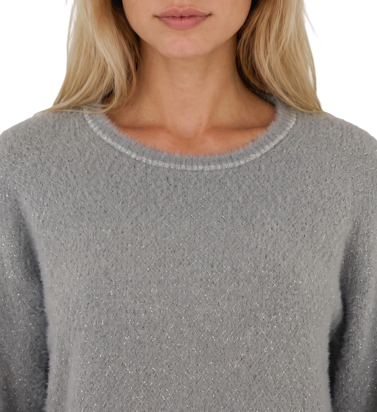 Yes Zee maglia donna con trama lurex grigio M028-IS00 0842 YES-ZEE 