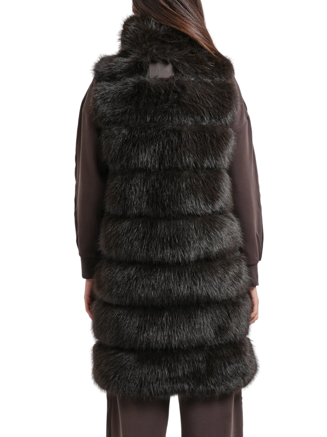 Yes Zee gilet donna in ecopelliccia trapuntata marrone O105-KO00 0232 YES-ZEE 