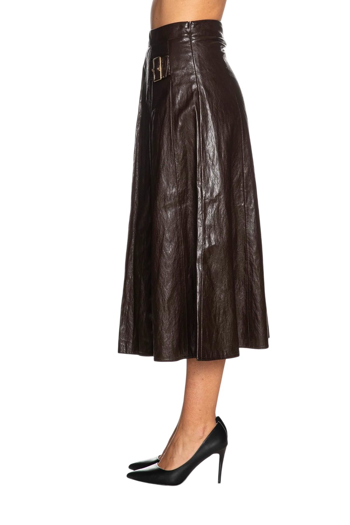 Yes Zee gonna midi donna in ecopelle marrone moro S011-KA00 0232 YES-ZEE 