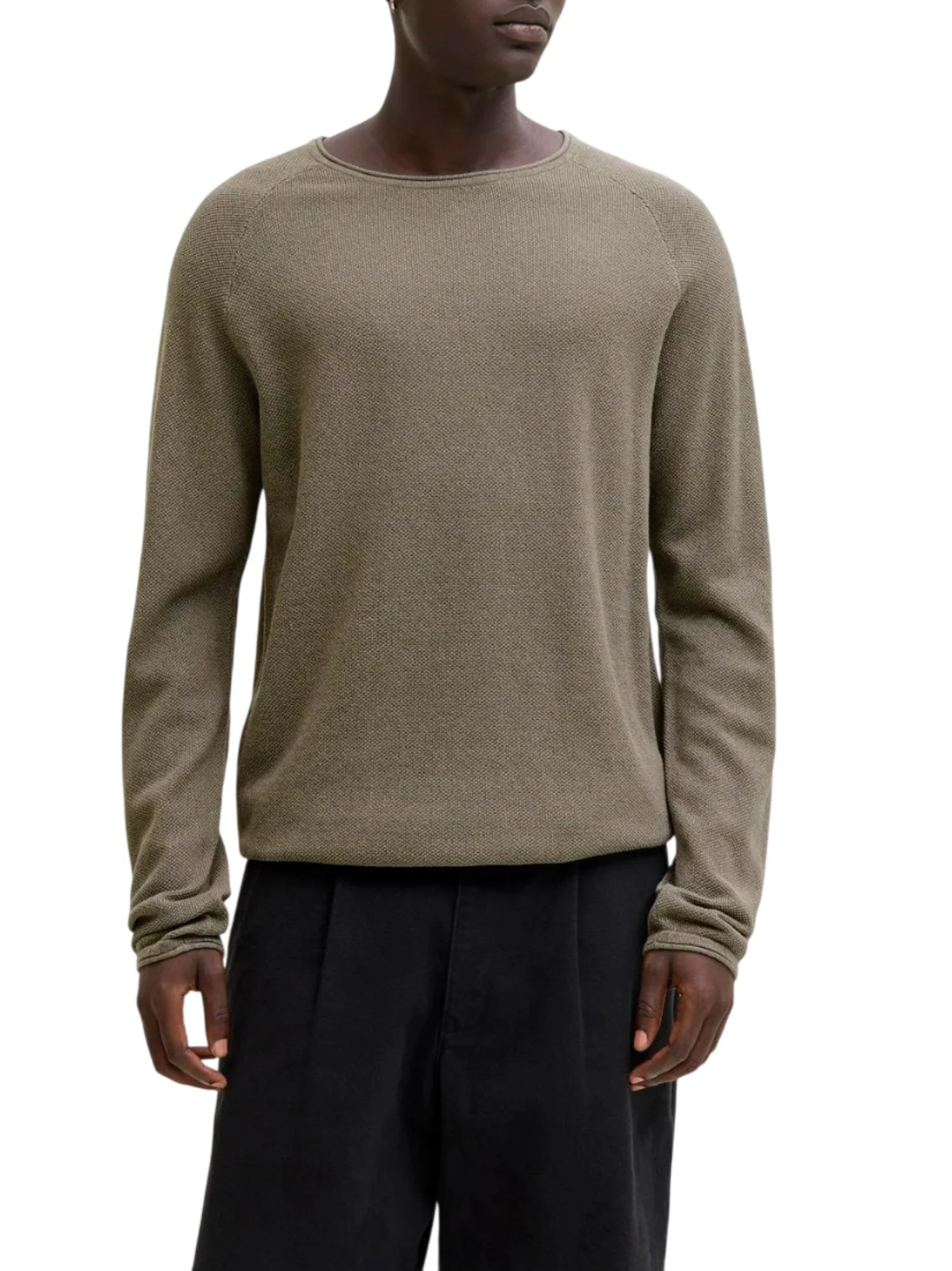 Jack&Jones maglia uomo in cotone melange tortora 12157321 VETIVER JACK&JONES 