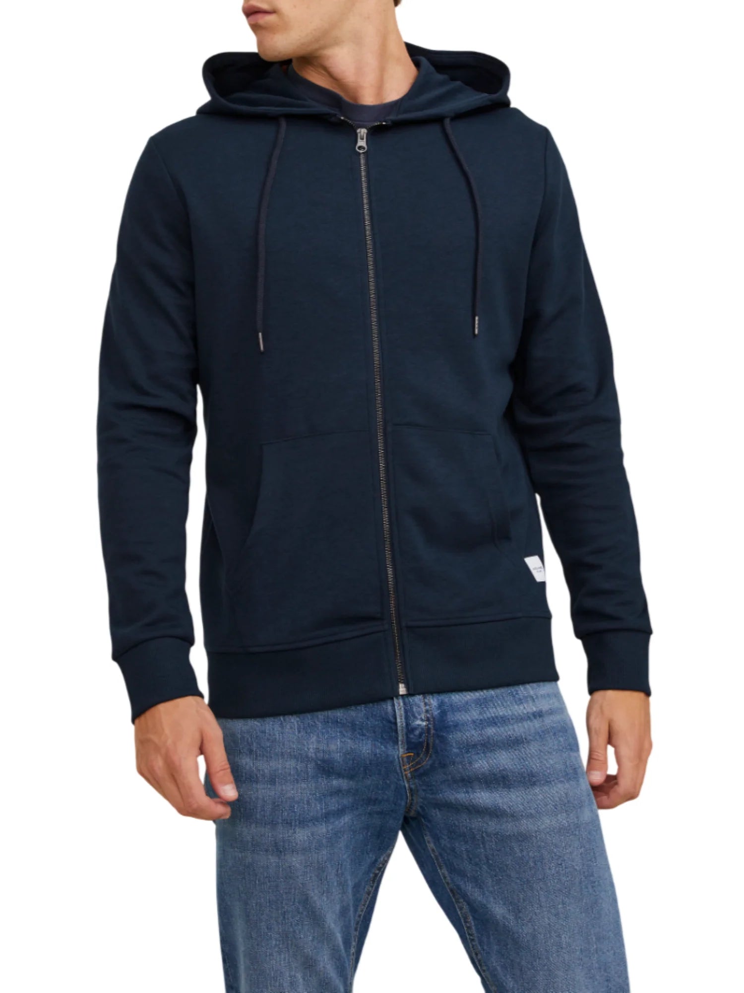 Jack&Jones felpa con cappuccio e zip blu 12181901 NAVY BLAZER JACK&JONES 
