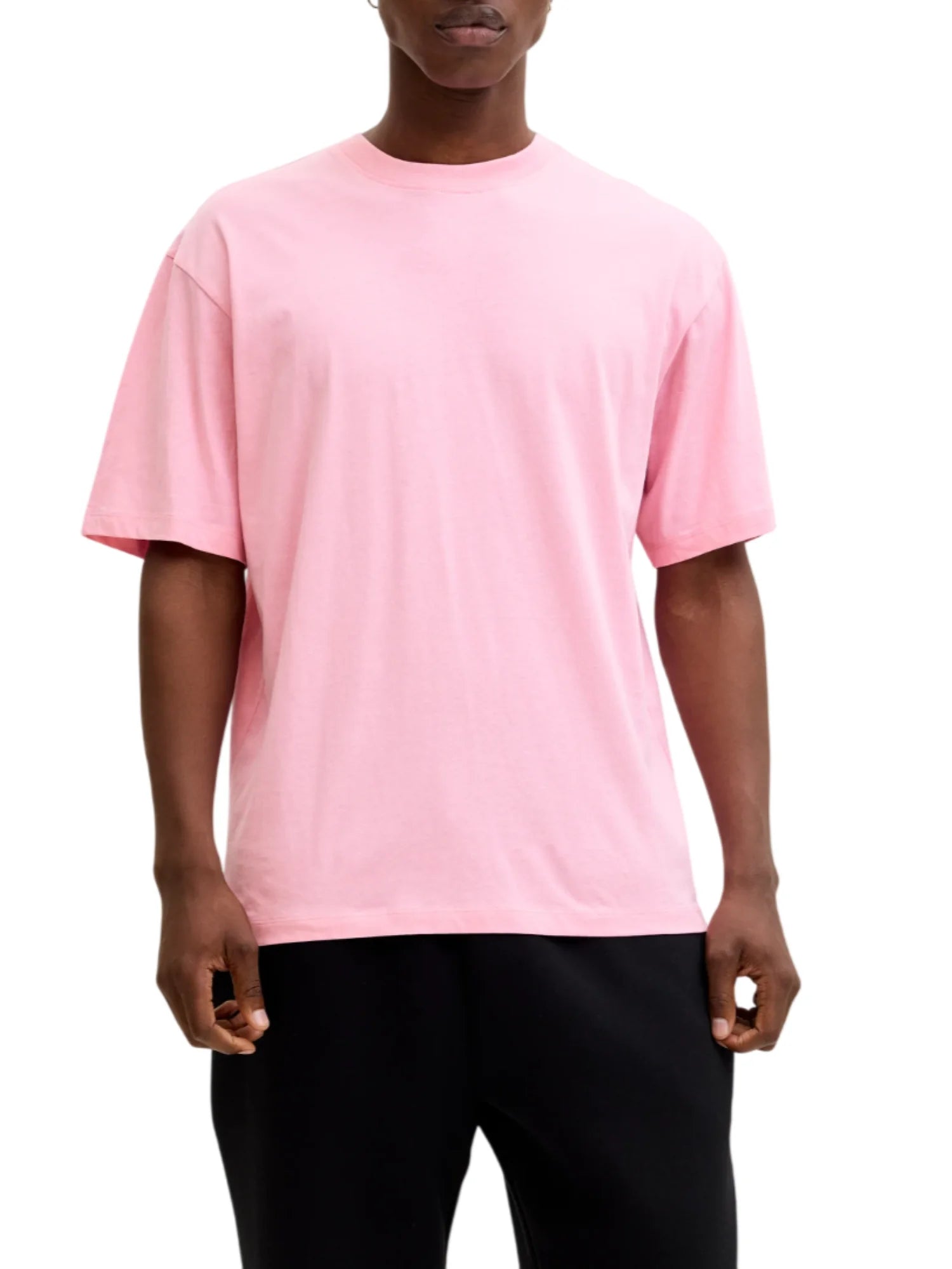 Jack&Jones T-shirt basic uomo in cotone rosa 12249319 PRISM PINK JACK&JONES 