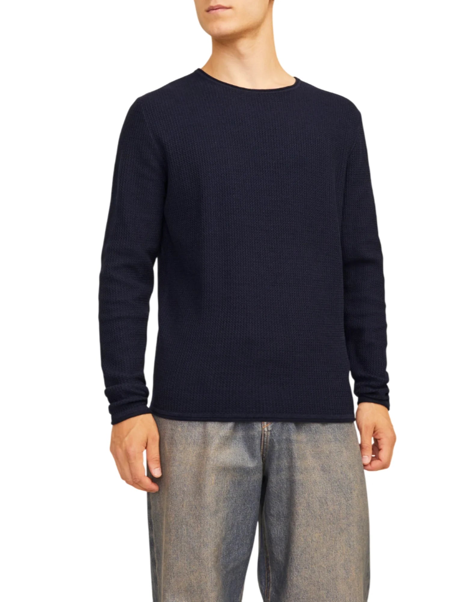 Jack&Jones maglia uomo in cotone chevron blu 12258407 MOOD INDIGO JACK&JONES 