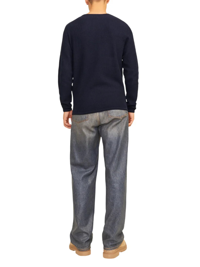 Jack&Jones maglia uomo in cotone chevron blu 12258407 MOOD INDIGO JACK&JONES 