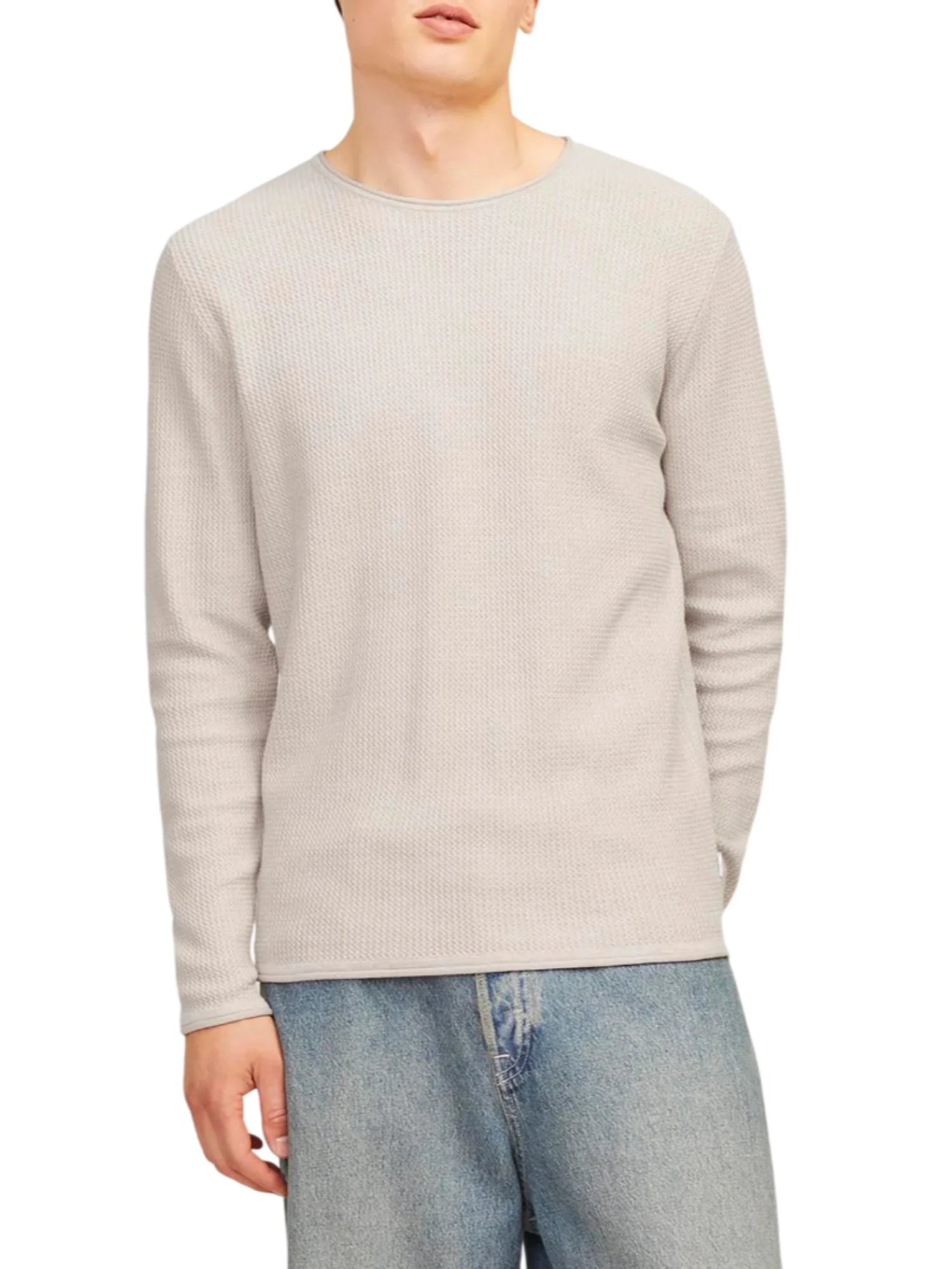 Jack&Jones maglia uomo in cotone ecrù 12258407 OATMEAL MELANGE JACK&JONES 