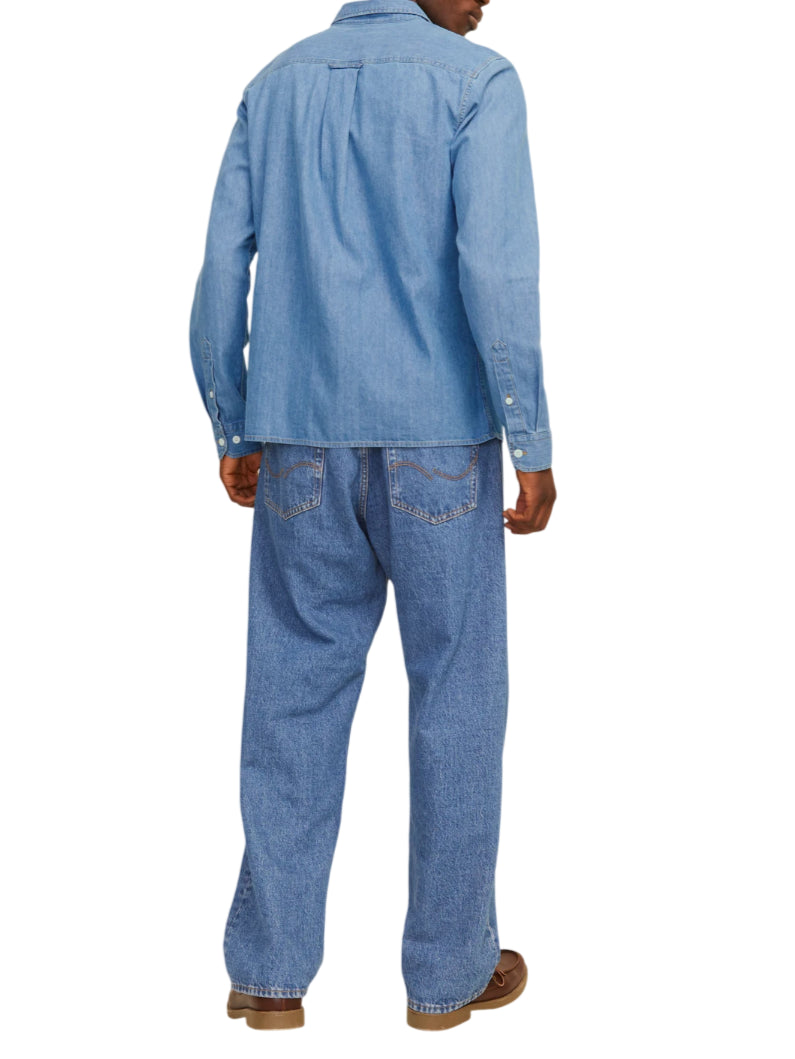 Jack&Jones camicia uomo in denim lavaggio blu 12269262 LIGHT BLUE DENIM JACK&JONES 