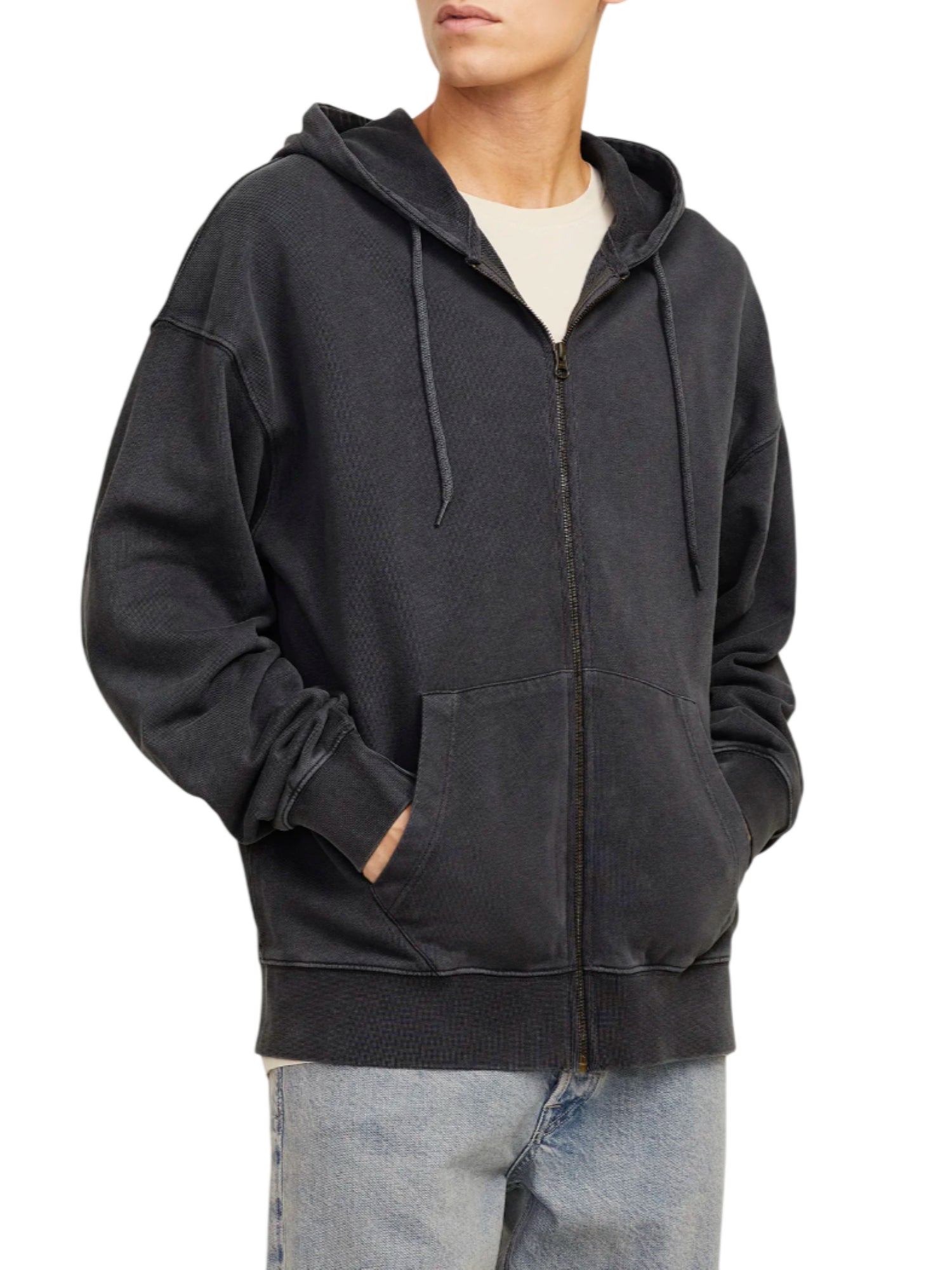 Jack&Jones felpa con zip uomo grigio 12270279 CASTLEROCK JACK&JONES 