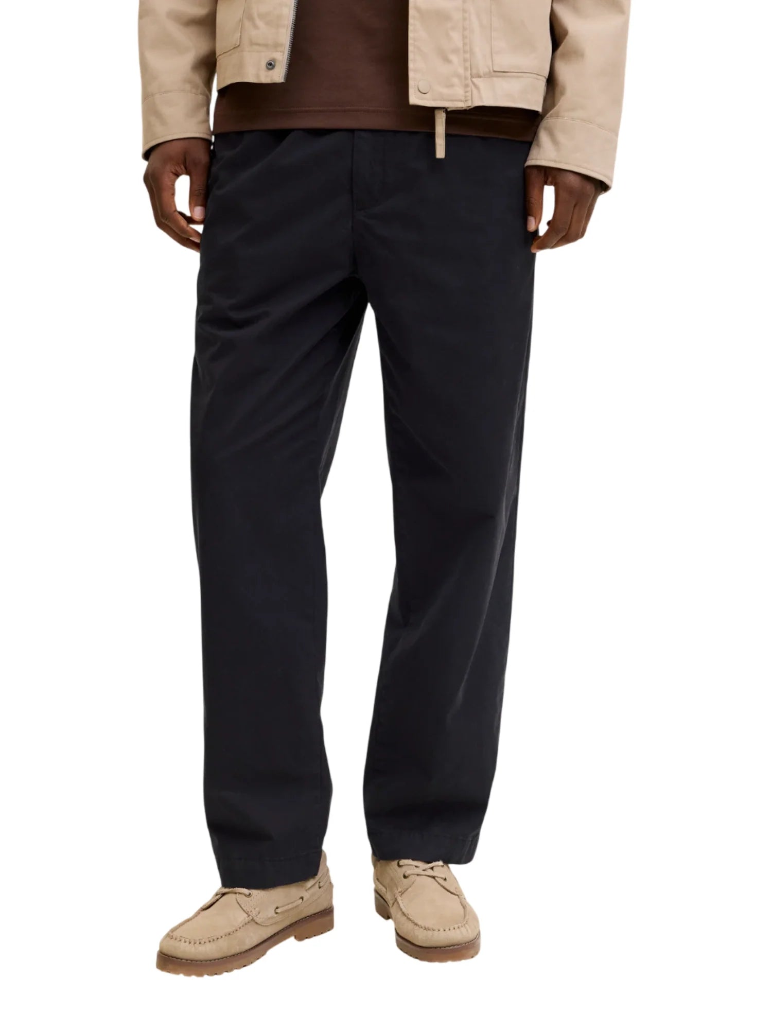 Jack&Jones pantaloni uomo in gabardine nero 12288514 BLACK JACK&JONES 