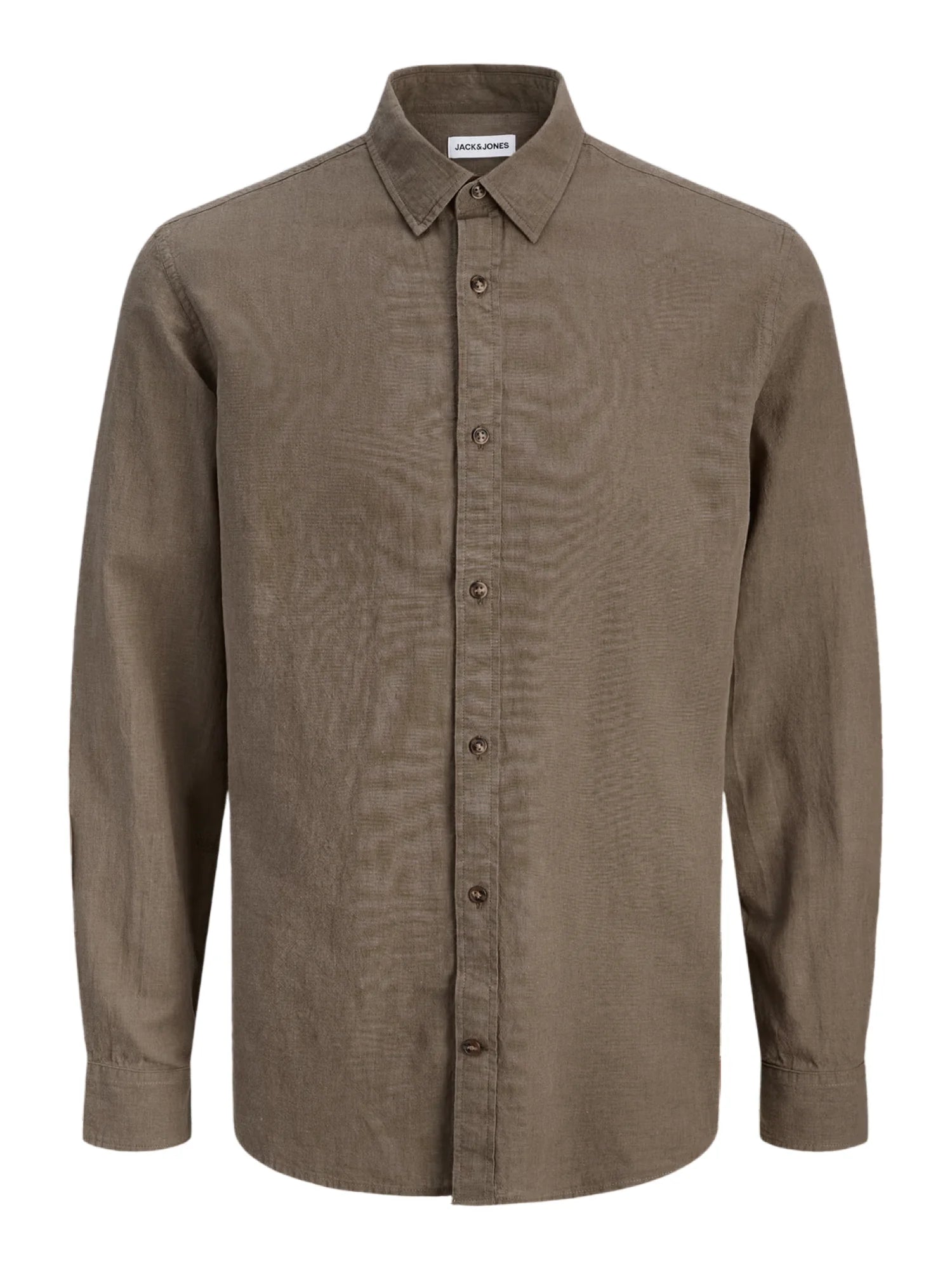 Jack&Jones camicia uomo manica lunga misto lino marrone 12289174 FALCON JACK&JONES 