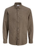 Jack&Jones camicia uomo manica lunga misto lino marrone