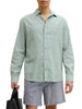 Jack&Jones camicia uomo manica lunga misto lino verde salvia