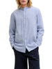 Jack&Jones camicia alla coreana misto lino a righe bianco azzurro