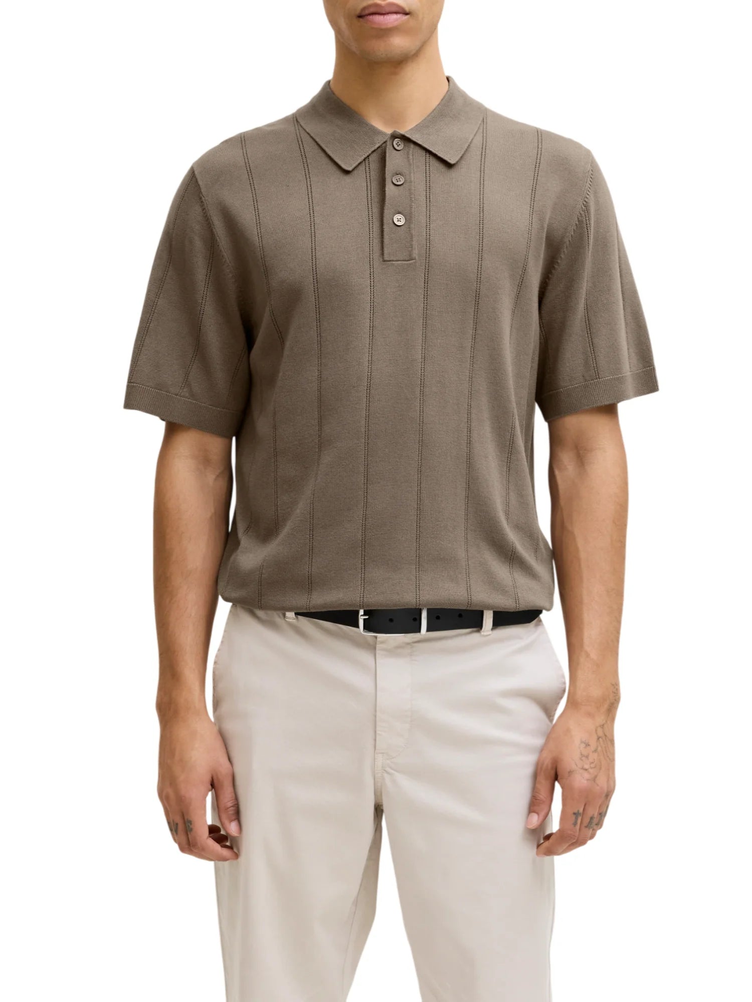 Jack&Jones polo in maglia uomo manica corta tortora 12291042 MOREL JACK&JONES 