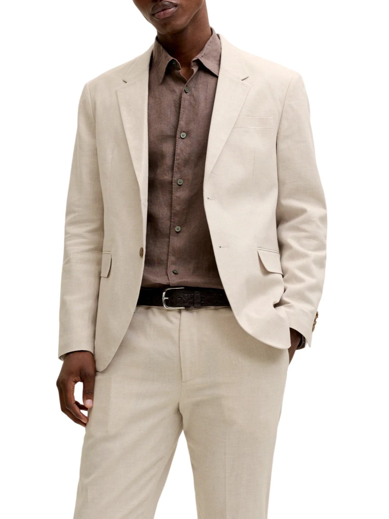 Jack&Jones giacca blazer uomo misto lino ecrù 12291806 ANCIENT SCROLL JACK&JONES 