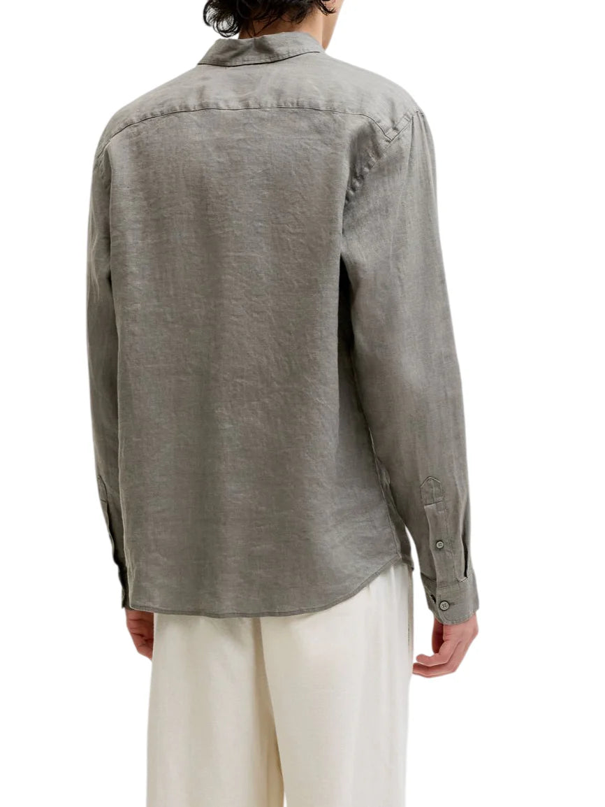 Jack&Jones camicia in lino uomo manica lunga verde militare 12293563 SMOKEY OLIVE JACK&JONES 