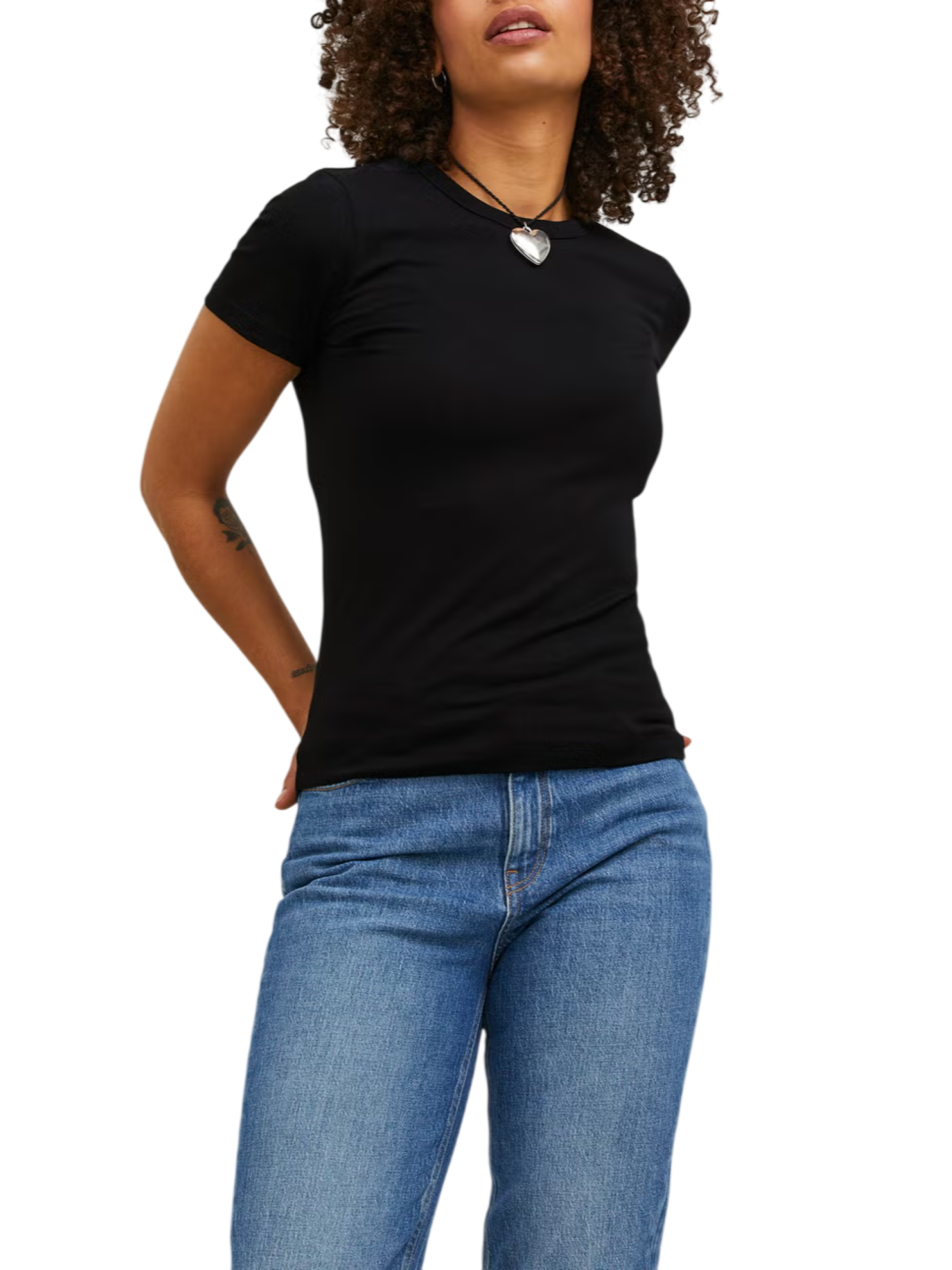 Jjxx T-shirt donna manica corta in cotone stretch nero 12248921 BLACK JJXX 