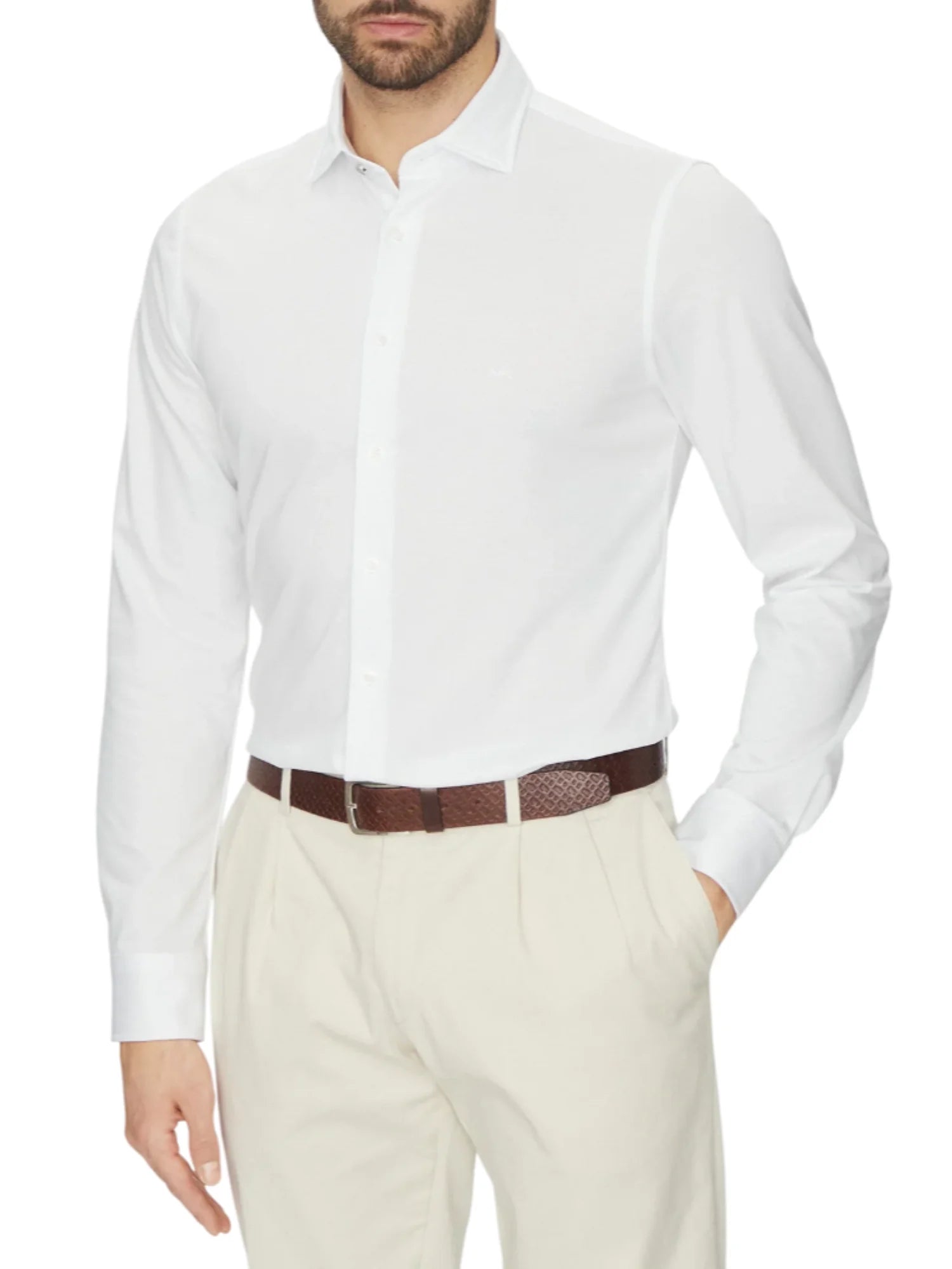 Michael Kors camicia slim fit in tessuto stretch bianco MD0MD91498 M100 MICHAEL KORS 