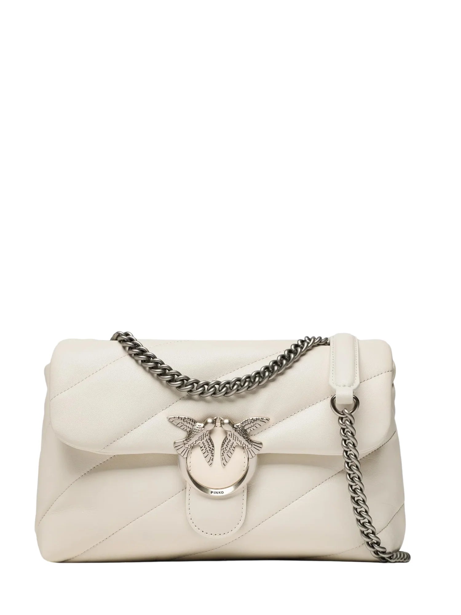 Pinko borsa Love Bag Puff Classic in pelle trapuntata bianco argento 100038-A0F2 Z14O PINKO 