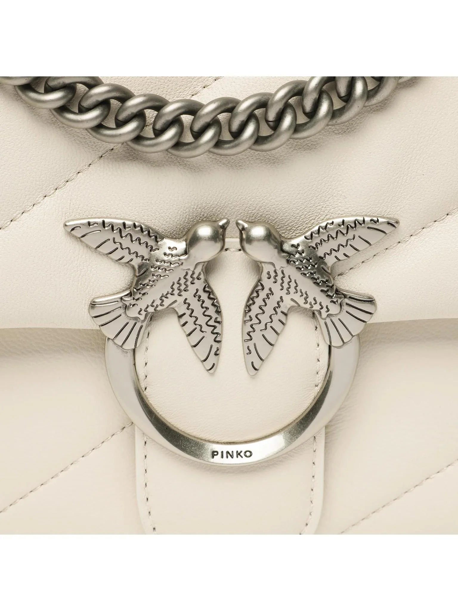 Pinko borsa Love Bag Puff Classic in pelle trapuntata bianco argento 100038-A0F2 Z14O PINKO 