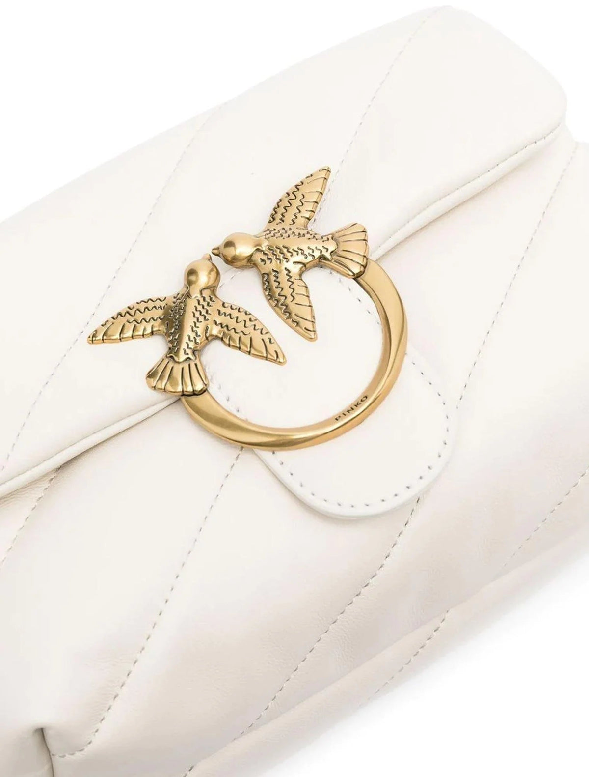 Pinko borsa a spalla Love Bag Mini Puff in pelle trapuntata bianco oro 100039-A0F2 Z14Q PINKO 