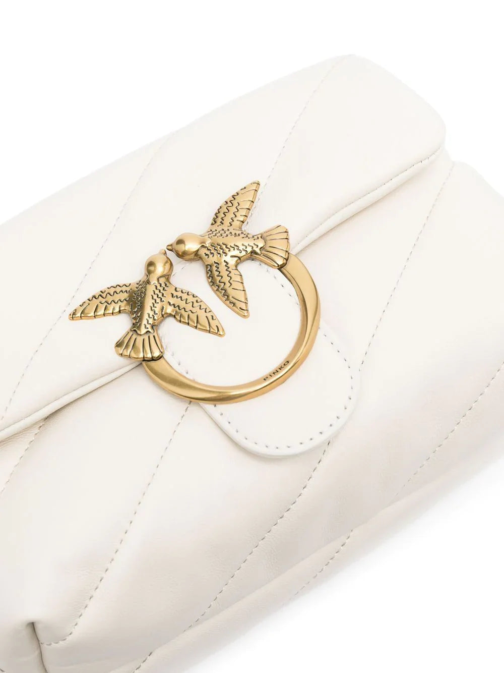 Pinko borsa a spalla Love Bag Mini Puff in pelle trapuntata bianco oro 100039-A0F2 Z14Q PINKO 