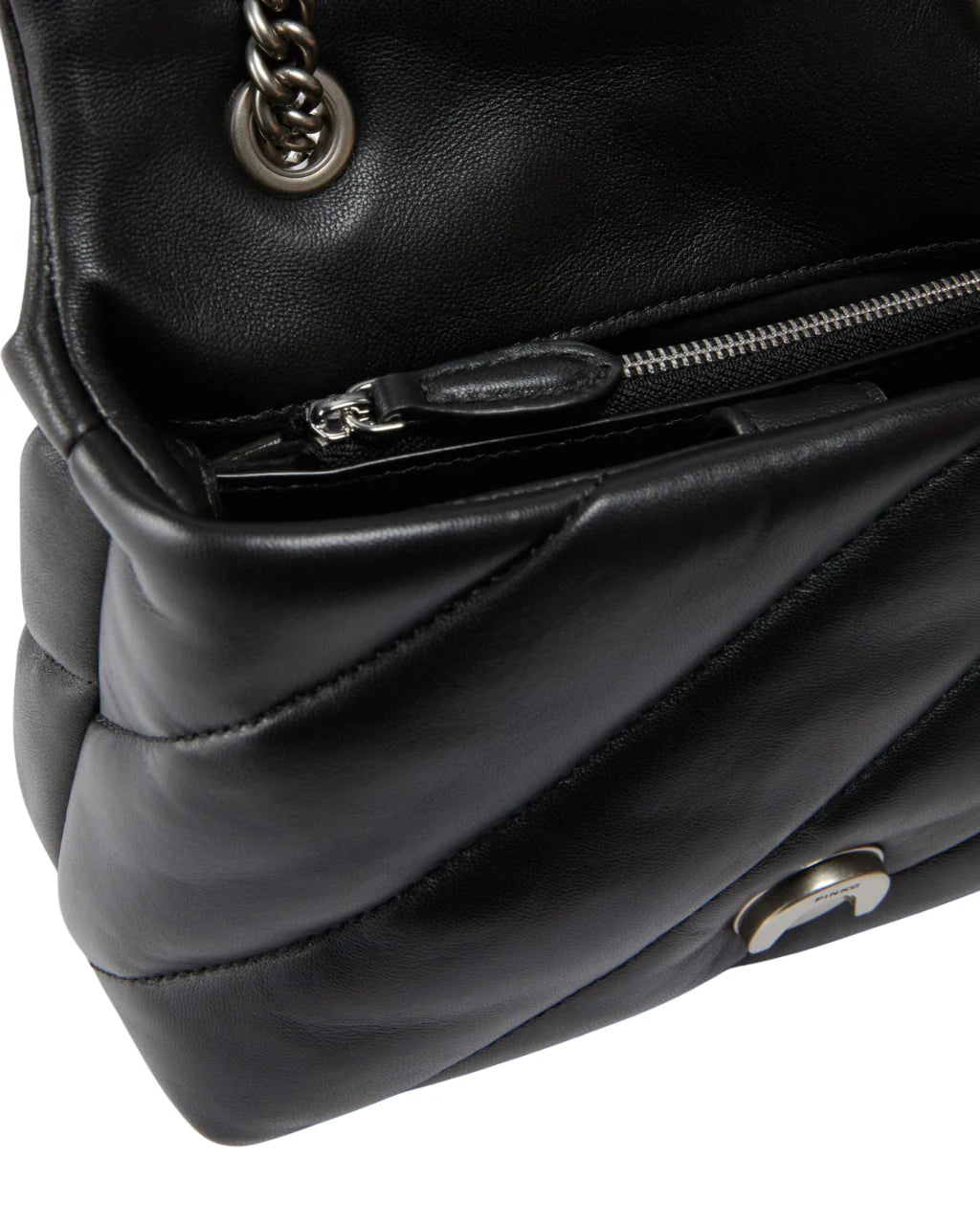 Pinko borsa Love Bag Mini Puff in pelle trapuntata nero argento 100039-A0F2 Z99O PINKO 