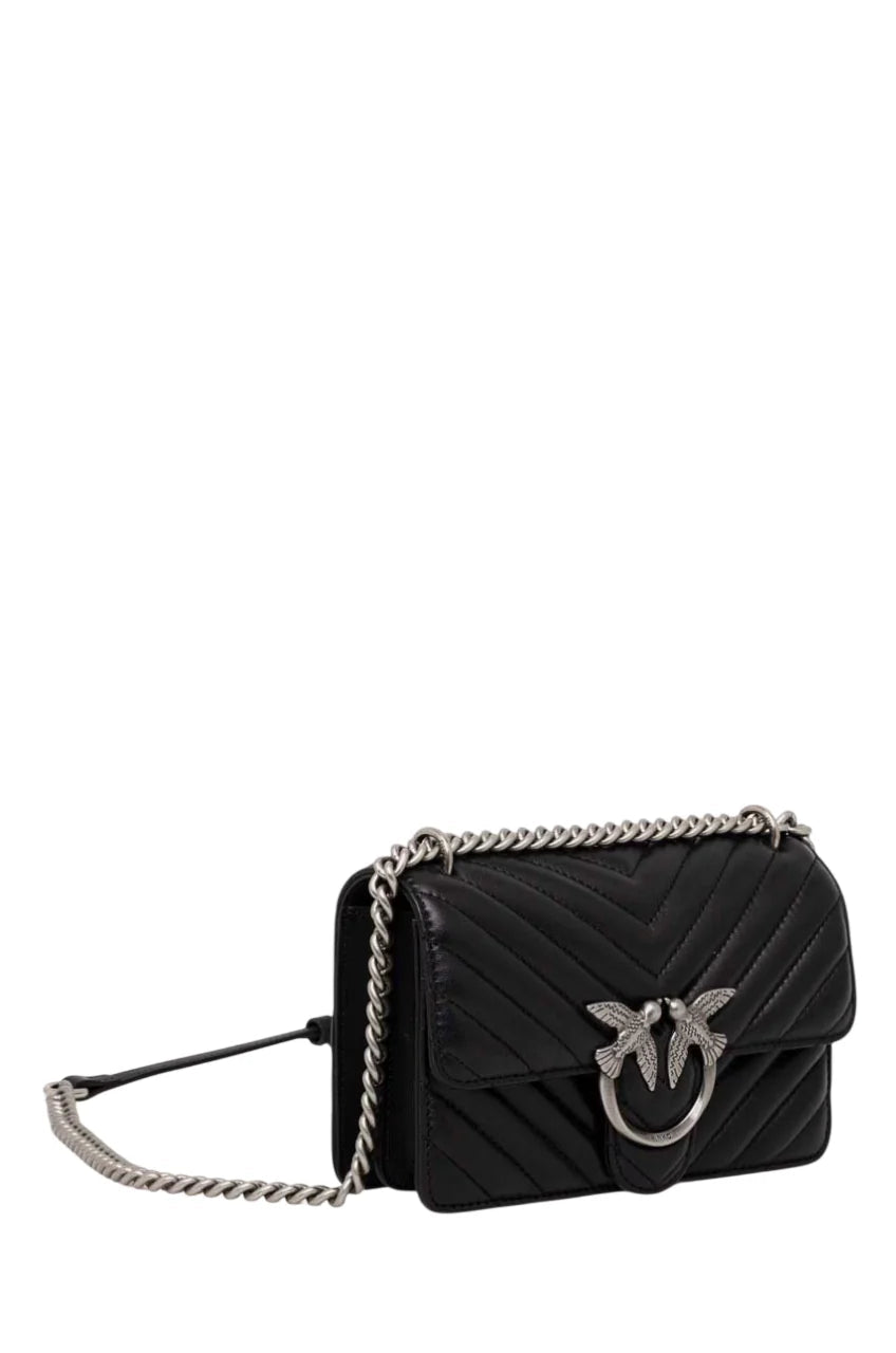 Pinko borsa Love Bag One Mini in pelle trapuntata nero argento 100074-A0GK Z99O PINKO 