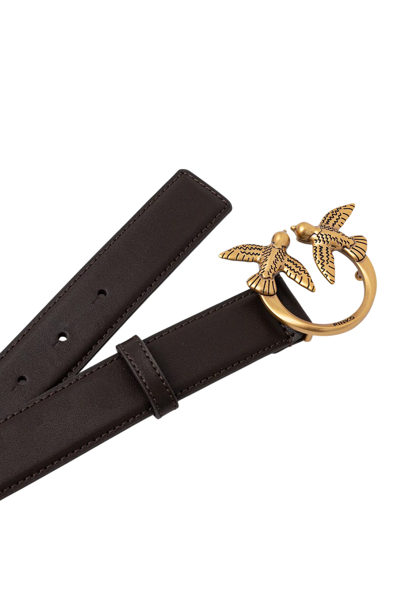 Pinko cintura in pelle con fibbia Love Birds h3 marrone oro 100125-A0F1 M12Q PINKO 