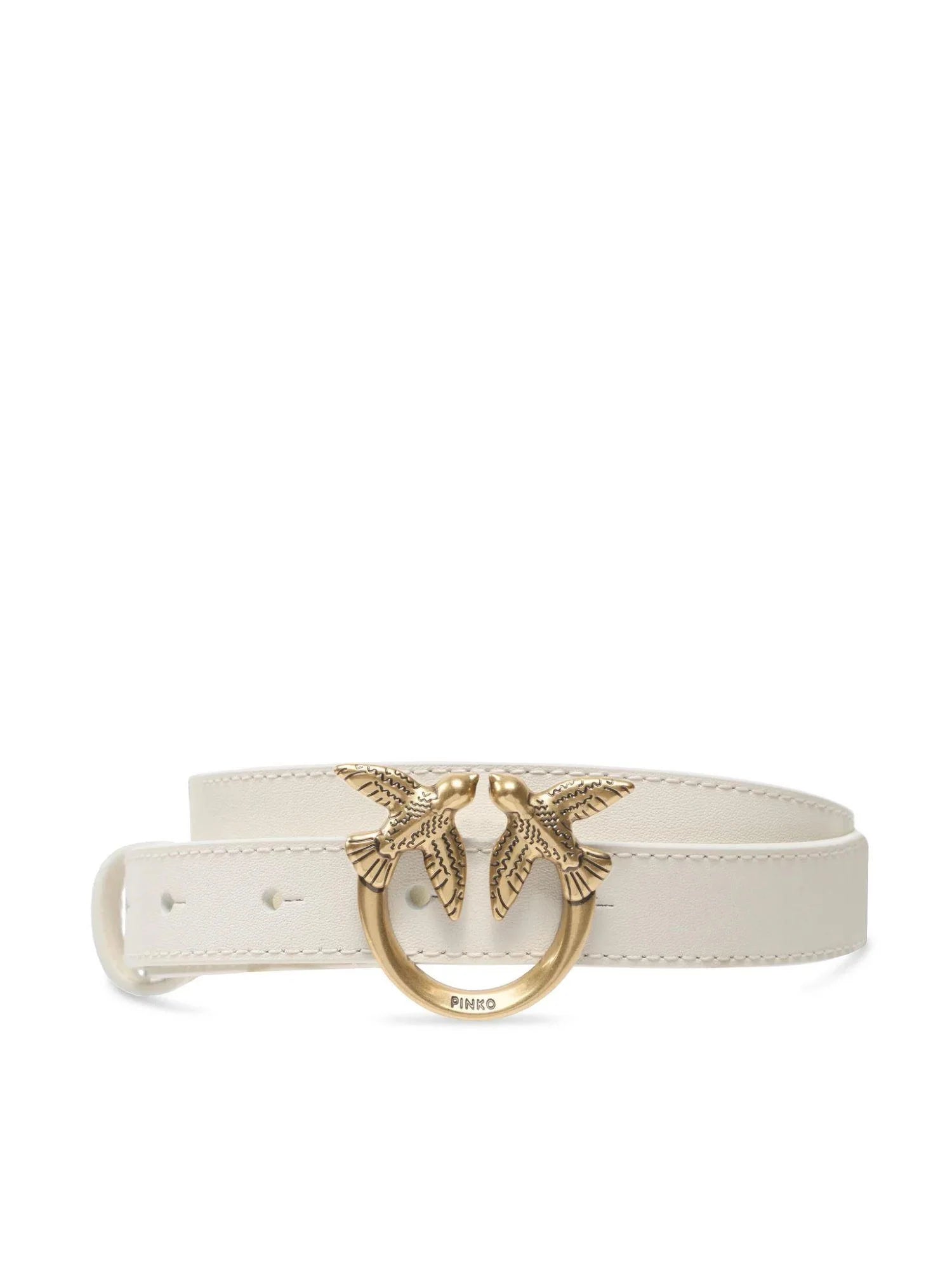 Pinko cintura Love Berry h2 in pelle bianco oro 100143-A0F1 Z14Q PINKO 