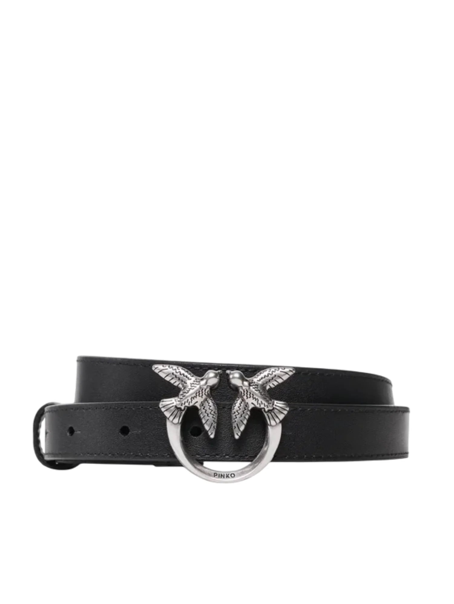 Pinko cintura Love Berry h2 in pelle nero argento 100143-A0F1 Z99O PINKO 