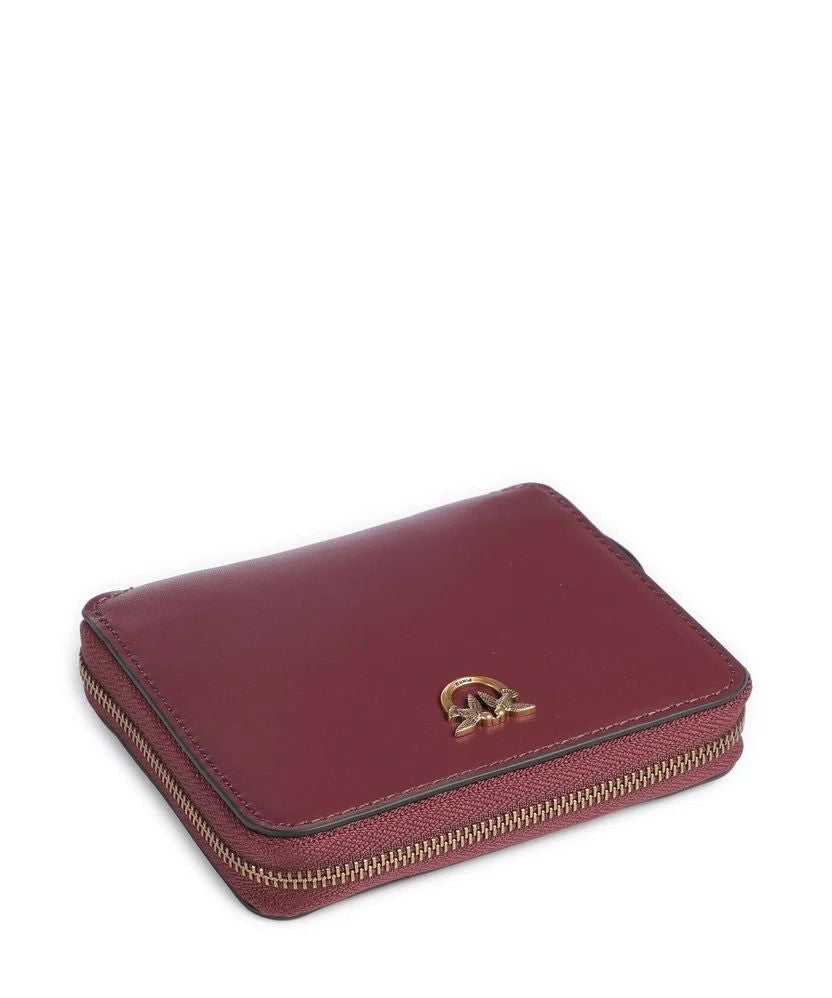 Pinko portafogli in pelle Taylor con zip bordeaux oro 100249-A0F1 WW5Q PINKO 