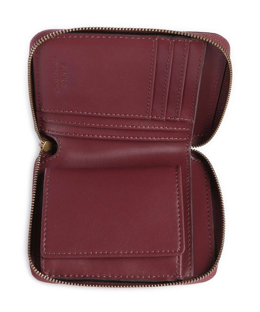 Pinko portafogli in pelle Taylor con zip bordeaux oro 100249-A0F1 WW5Q PINKO 