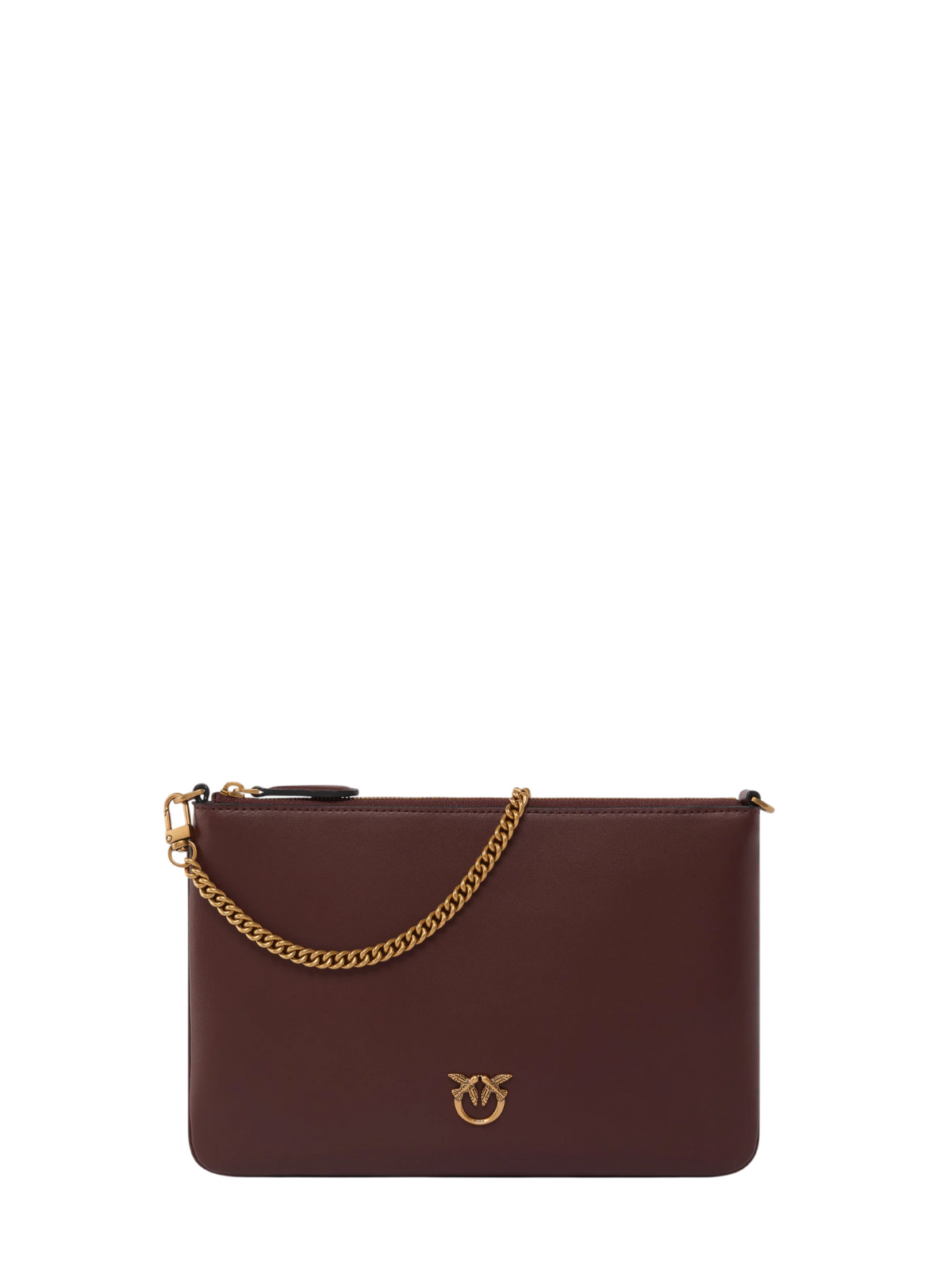 Pinko pochette Flat Classic in pelle con tracolla bordeaux oro 100455-A0F1 WW5Q PINKO 