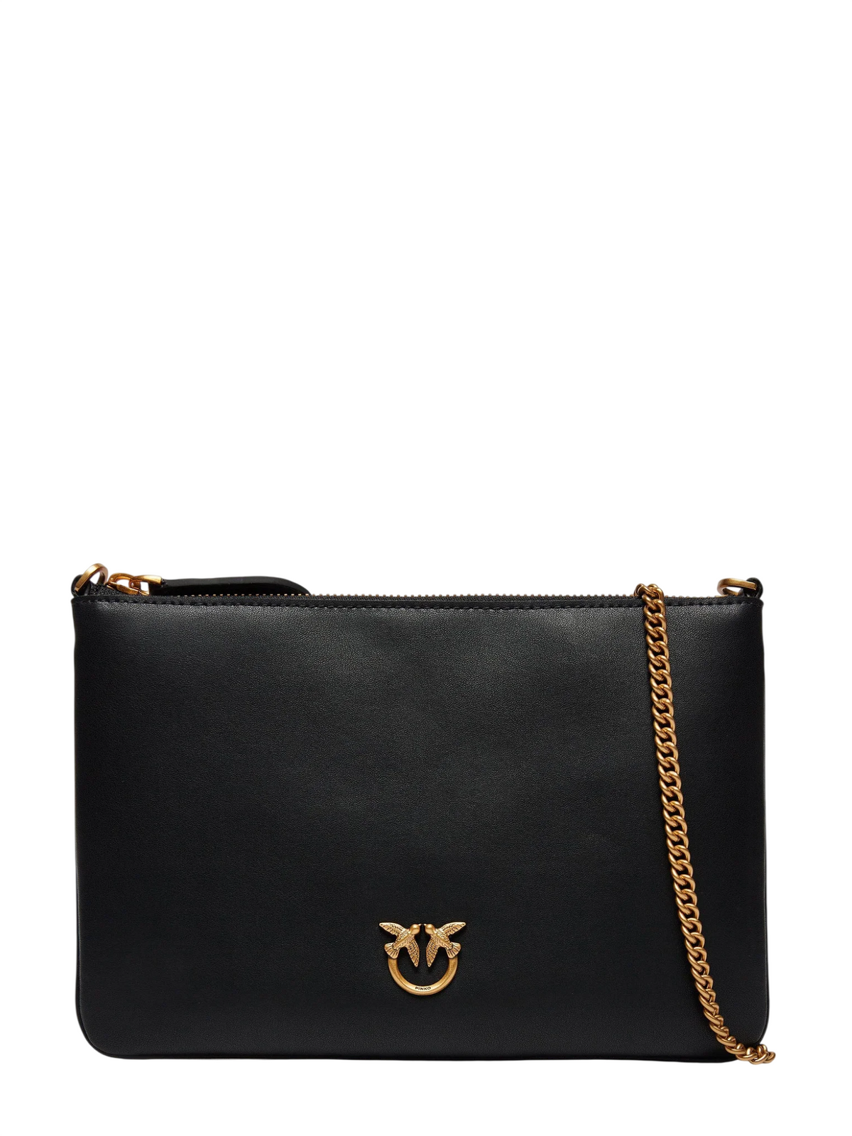Pinko pochette Flat Classic in pelle con tracolla nero oro 100455-A0F1 Z99Q PINKO 