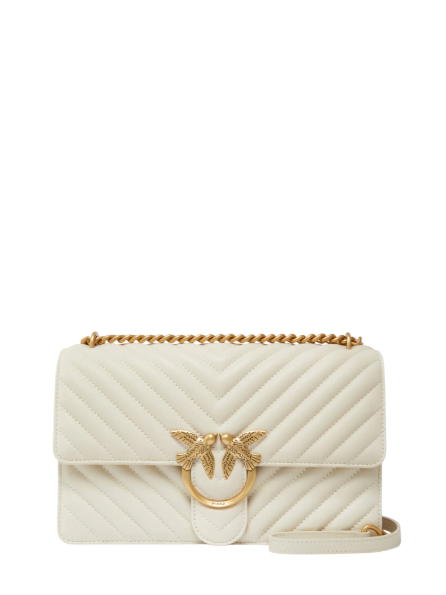 Pinko borsa Love Bag One Classic in pelle chevron bianco 100941-A0GK Z14Q PINKO 