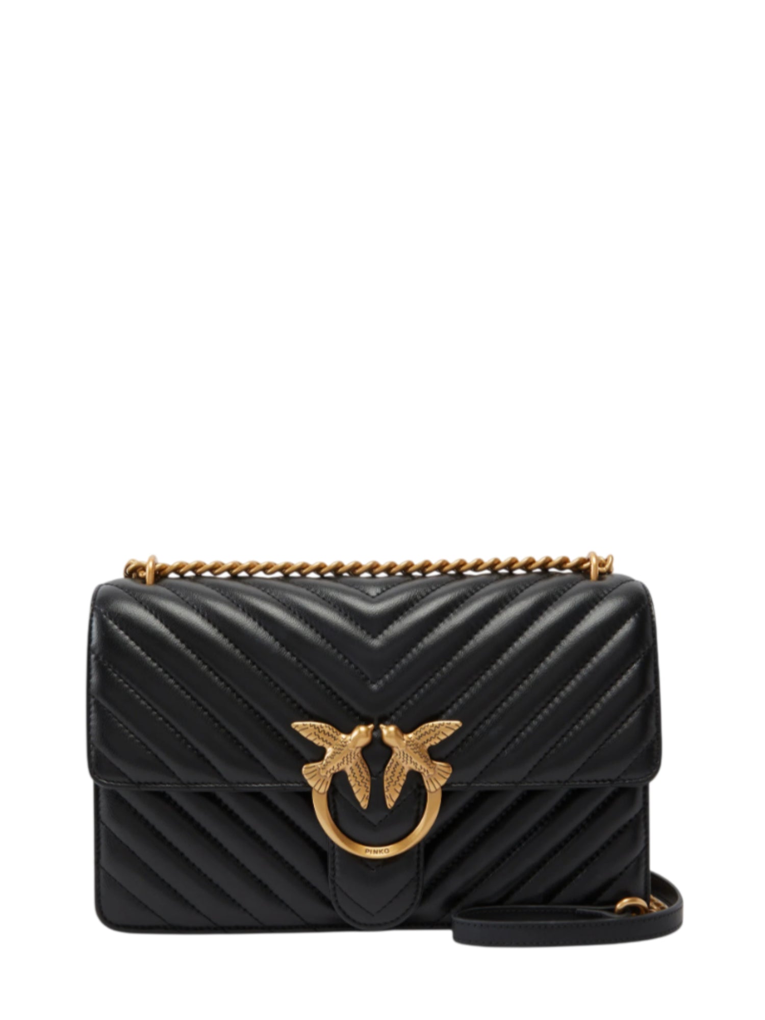 Pinko borsa Love Bag One Classic in pelle chevron nero oro 100941-A0GK Z99Q PINKO 