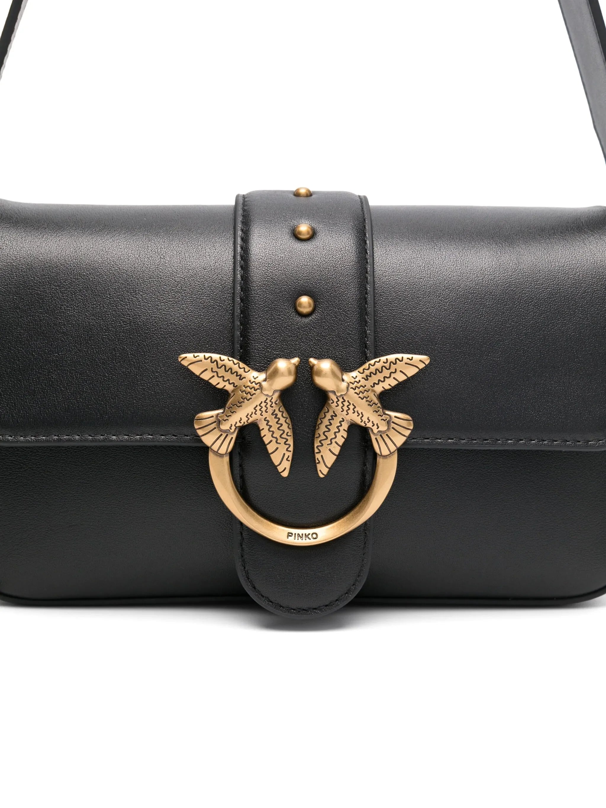 Pinko borsa Love Bag One Mini Slouchy in pelle nero oro 104340-A0QO Z99Q PINKO 
