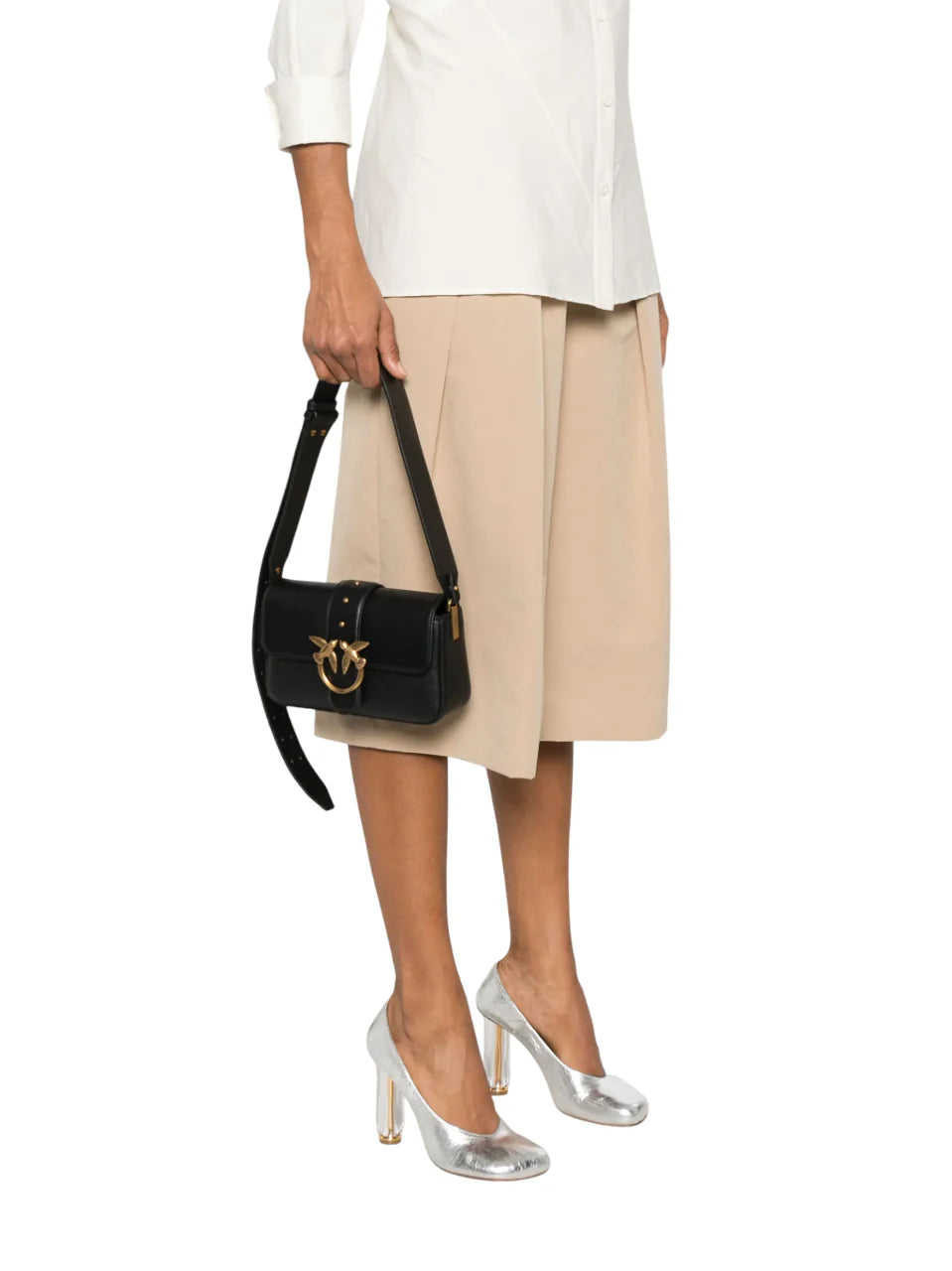 Pinko borsa Love Bag One Mini Slouchy in pelle nero oro 104340-A0QO Z99Q PINKO 