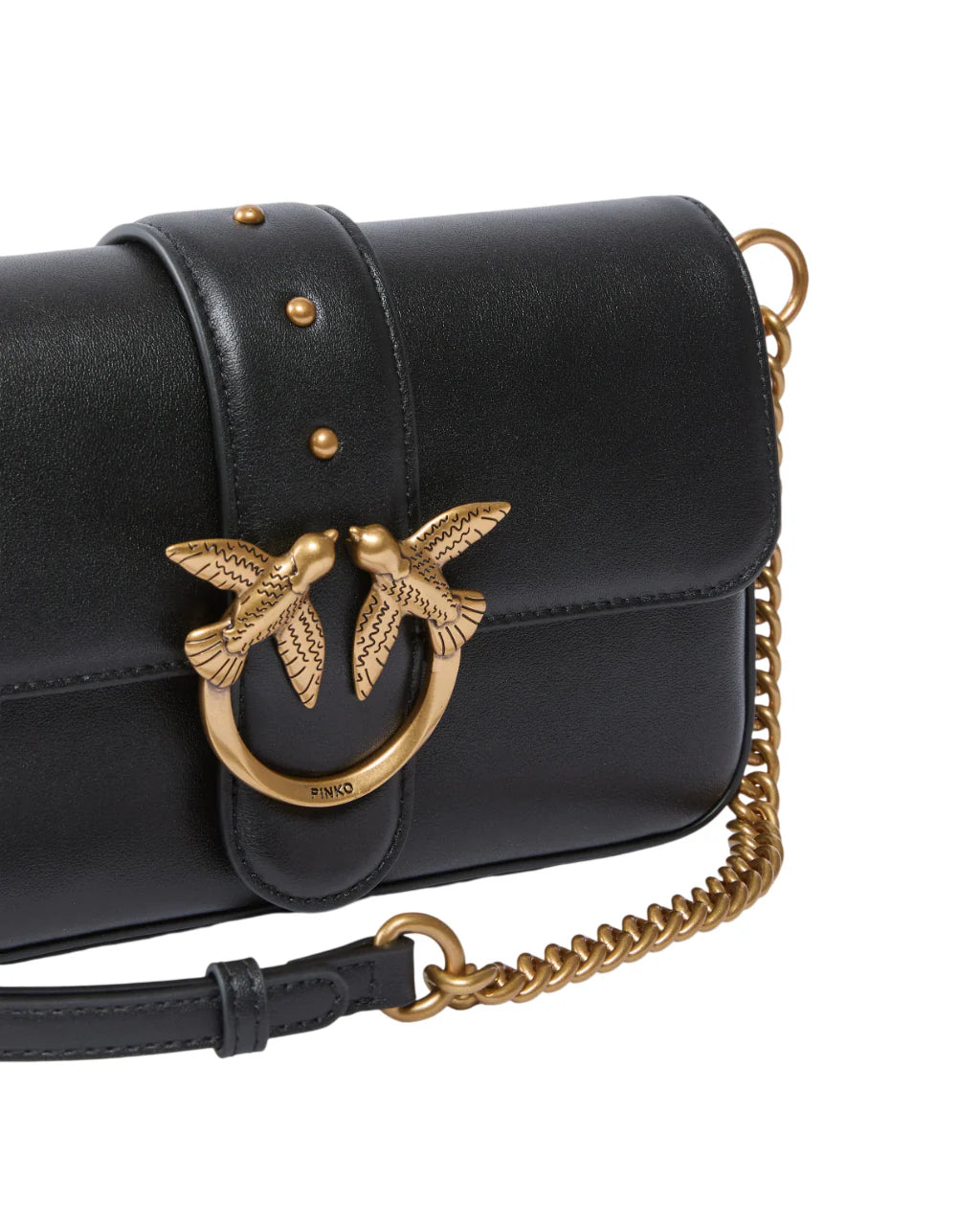 Pinko borsa Love Bag One Mini Slouchy in pelle nero oro 104340-A0QO Z99Q PINKO 