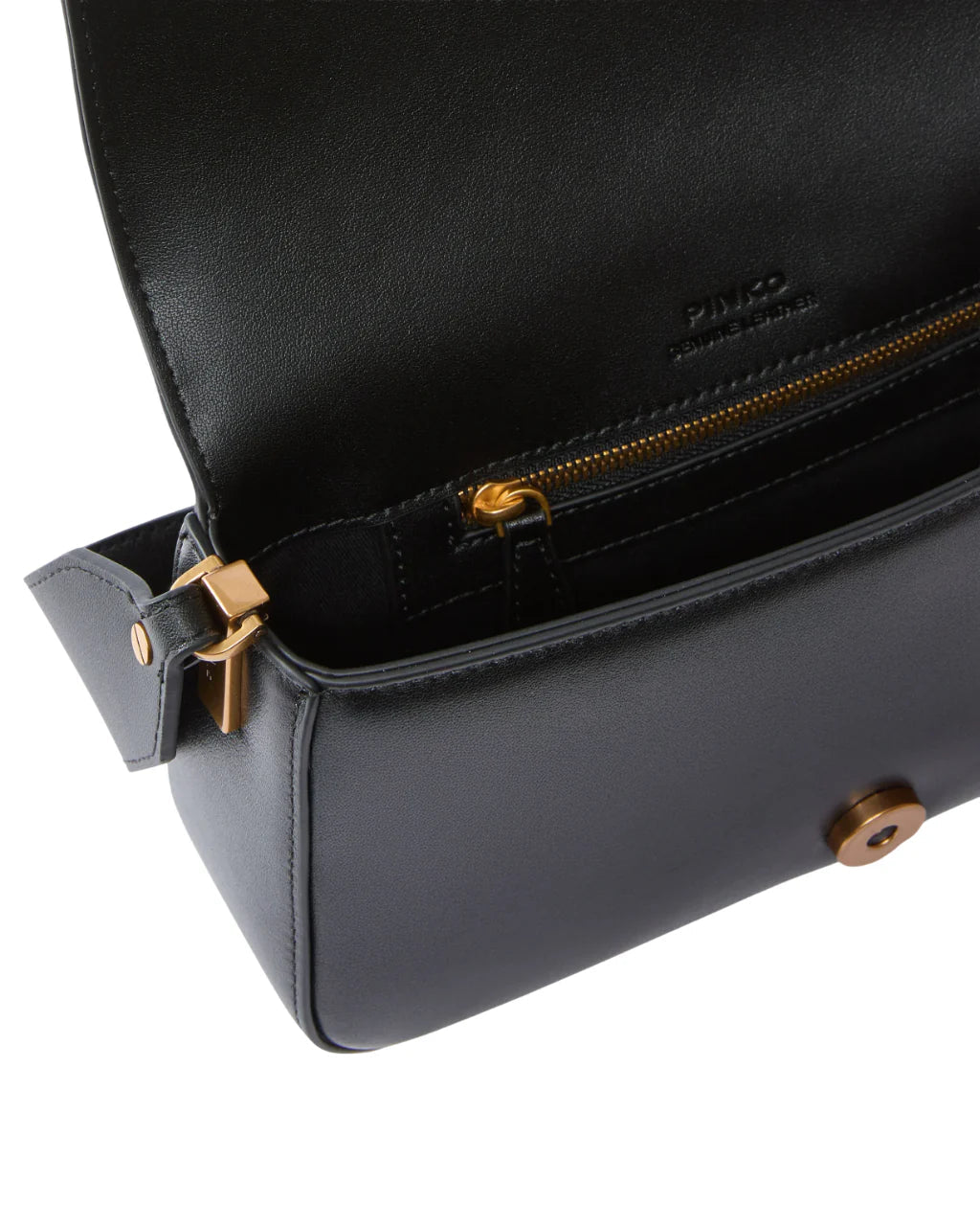 Pinko borsa Love Bag One Mini Slouchy in pelle nero oro 104340-A0QO Z99Q PINKO 