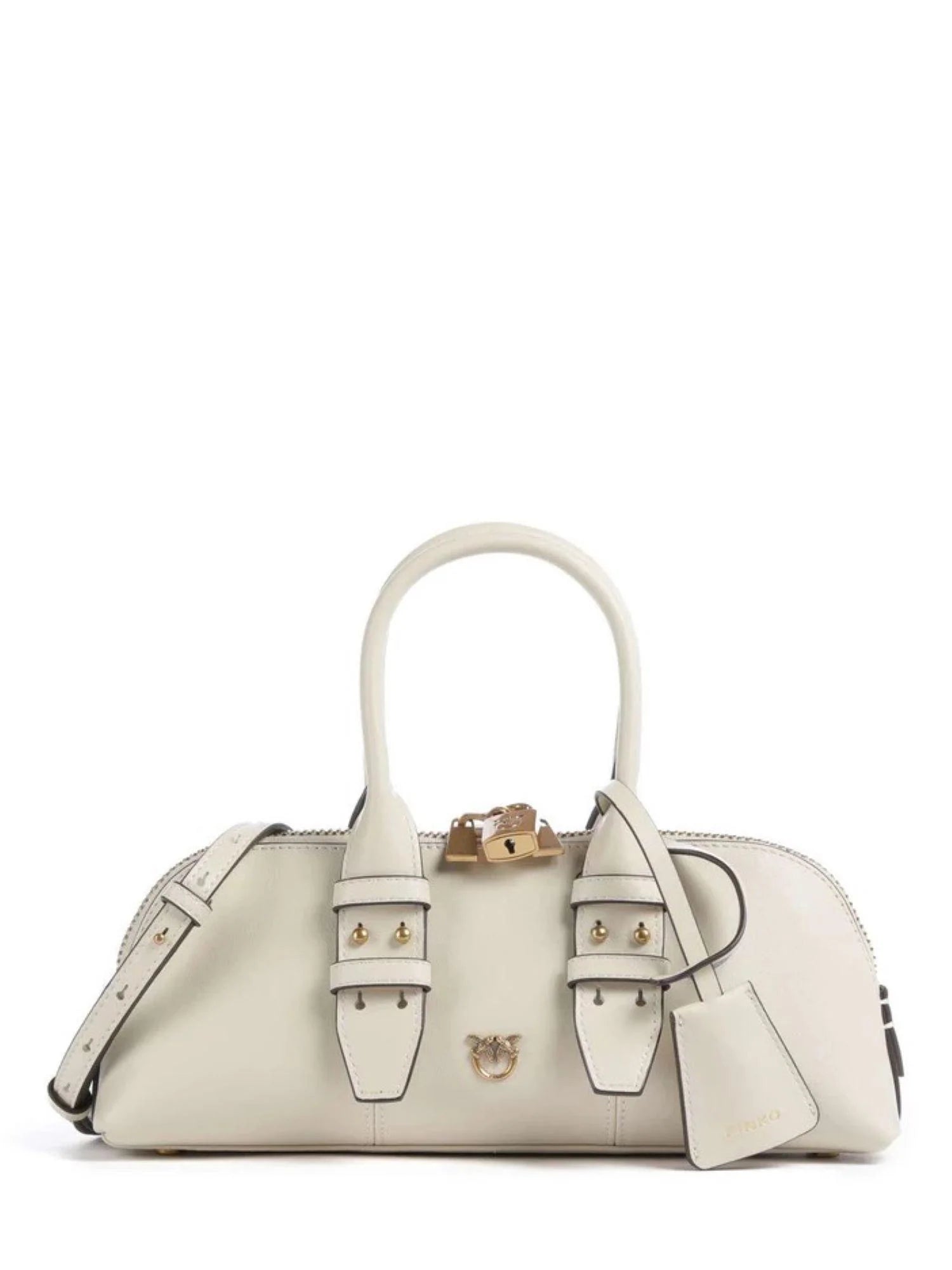 Pinko borsa Bowling Bag Horizontal in pelle panna oro 105334-A0QO Z14Q PINKO 