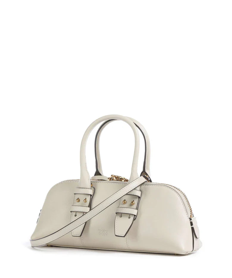 Pinko borsa Bowling Bag Horizontal in pelle panna oro 105334-A0QO Z14Q PINKO 